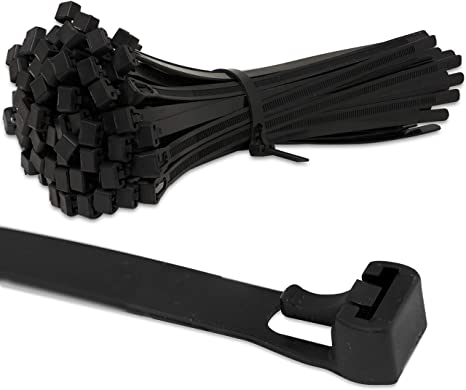 EXCALIBUR - Nylon Strong Releasable Resealable Cable Zip Wrap Ties - 150mm 200mm 250mm 300mm - Pack of 100 (200mm x 8mm)