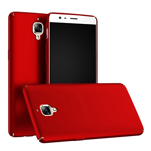 OnePlus 3T Case, Mustaner Ultra Thin Lightweight Smooth Hard Case Slim Defense Case For OnePlus 3 (PC Red full)