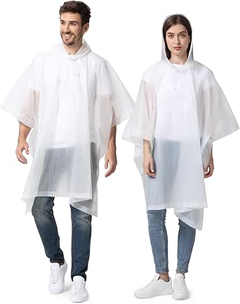 Opret Regenponcho Damen Herren Wasserdicht 2 Stück, Leicht Regencape Regenschutz