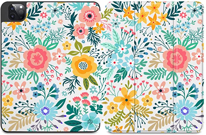 Dongke for iPad Pro 12.9 Case 2020 4th Generation with Pencil Holder, Full Body Protective Rugged Shockproof   Trifold Stand   Auto Wake/Sleep Cover Support 2nd Gen Pencil Charging - Colorful Floral