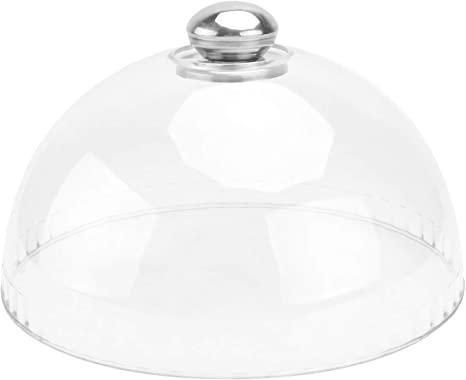 DOITOOL 1Pack Round Clear Cake Dome Cake Display Stand Base Cover Serving Platter Cheese Dish Holder Cover with Knob Handle（16x7cm)