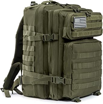 QT&QY 45L Military Tactical Backpacks Molle Army Assault Pack 3 Day Bug Out Bag Hiking Treeking Rucksack