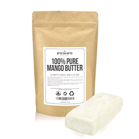 Mango Butter by Better Shea Butter - Pure & Fresh - Amazing Moisturizer, Use Alone or in DIY Body Butters, Soaps, Lotions and More - Lighter Consistency than Shea Butter - Unscented - 8 oz