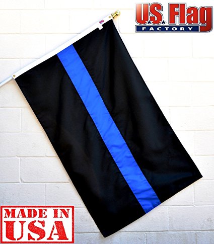 US Flag Factory 2'x3' Thin Blue Line Flag (Sewn Stripes) for Police Officers - Outdoor SolarMax Nylon Flag - 100% Made in America