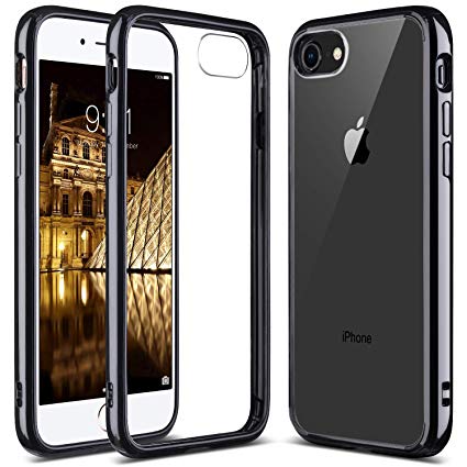 iPhone 8 Case, iPhone 7 Case, ULAK Black Slim Fit Premium Hybrid Shockproof & Scratch Resistant Clear Case Cover Hard Back Panel TPU Bumper for iPhone 7 & 8 4.7 Inch - Black