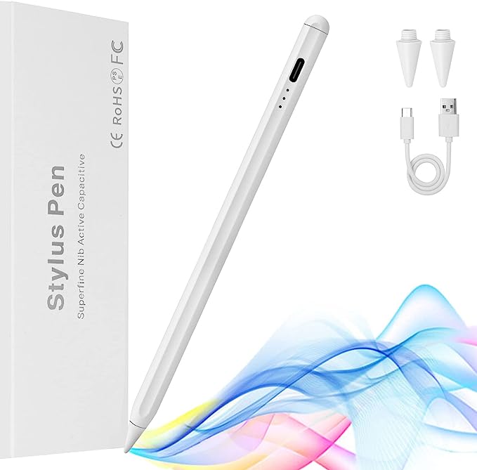 Stylus Pen for iPad 2018-2023, WOVTE Apple pencil with Tilt Sensitivity Palm Rejection Compatible with iPad Pro 11" 1/2/3rd/ 12.9" 3/4/5th, iPad 6/7/8/9th/Air 3/4/5th, iPad mini 5/6th Gen (White)