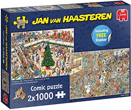 Jumbo, Jan Van Haasteren - Holiday Shopping, Jigsaw Puzzles for Adults, 2 x 1,000 Piece