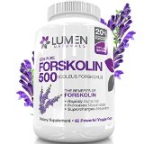 Forskolin 500mg 2X Strength 20 Standardized - Get the Insta Belly Melt - 100 Natural Coleus Forskohlii Extract - Clinically Proven Supplement to Rapidly Burn Visceral Fat Leaving Lean Muscle Behind - Forskolin for Weight Loss Melts Fat and Supercharges Metabolism - No Negative Side Effects - Order Risk Free With Lumen Naturals Supplements