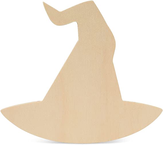 Wood Witch's Hat Cutouts 12 x 10-1/2 Inch, Pack of 1 Fall Unfinished Wood Cutouts to Paint and Display, Halloween Decorations, by Woodpeckers