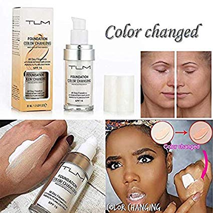 oncealer Cover,TLM Flawless Colour Changing Warm Skin Tone Foundation Makeup Base Nude Face Moisturizing Liquid Cover Concealer for women girls