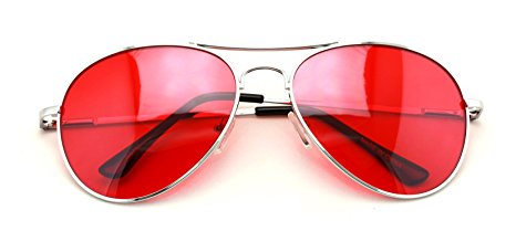 VW Eyewear - Colorful Silver Metal Aviator With Color Lens Sunglasses