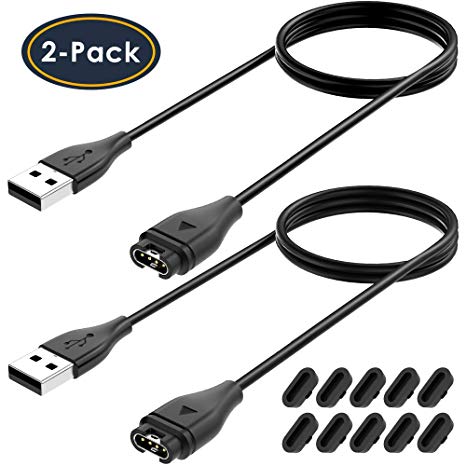 QIBOX Charging Cable Compatible with Garmin Vivoactive 3, 2-Pack Replacement USB Charger Date Sync Cord with Dust Plugs Protector Compatible with Garmin Fenix 5 5S 5X / Instinct/Forerunner 935