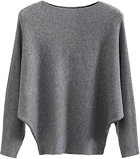fitglam Women's Batwing Sleeve Knit Sweater Oversized Pullover Top