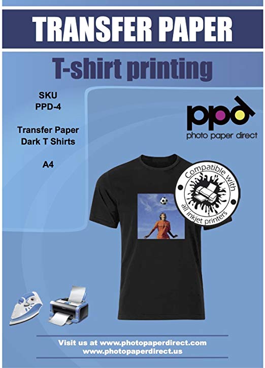 PPD Inkjet T Shirt Transfer Paper A4 for Dark Fabric x 5 Sheets PPD-4-5