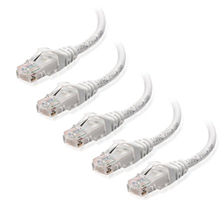 Cable Matters 5-Pack, Cat6 Snagless Ethernet Patch Cable in White 14 Feet