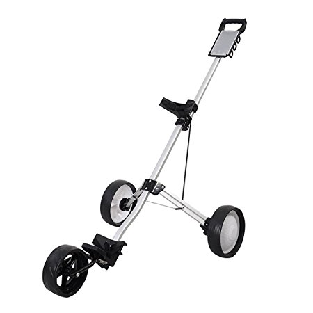 Giantex Foldable 3 Wheel Push Pull Golf Cart Trolley Three Wheels Swivel Folding