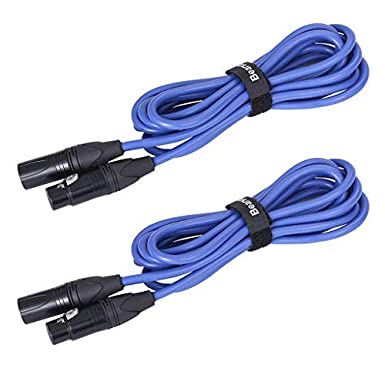 BEARSTAR 2 Pack 10 FT Stereo XLR Cables Microphone Cables Male to Female Stereo Audio Cable Musical Professional Cables,Gold Plated Connector Blue
