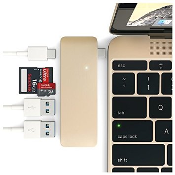 Direct Premium High-Speed 5-in-1 USB 3.1 Type-C USB Hub for MacBook 12-Inch [with USB - C Charging Port] (Gold)