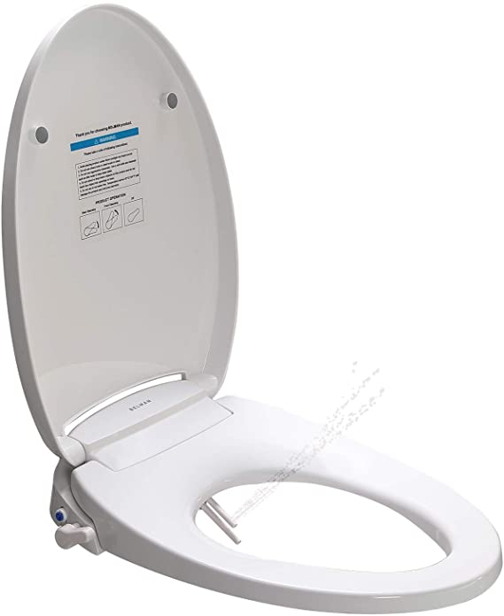 BELMAN Ergo Wash Bidet Seat - Non-Electric Manual Elongated Toilet Seat Cover - Self Clean Dual Wash Nozzles - Adjustable Water Pressure - 15-30 Minute Installation.