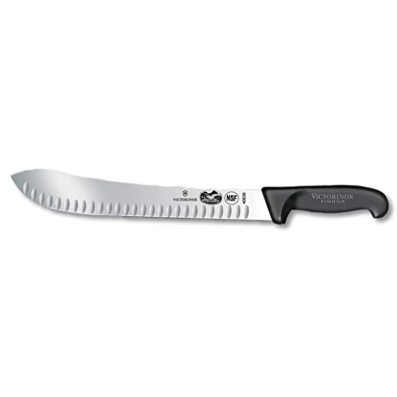 Victorinox Butcher, 12" Straight, Granton, Black Fibrox Pro Handle