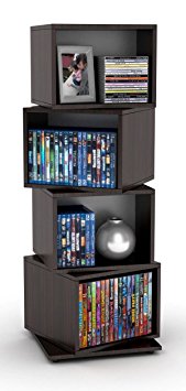 Atlantic 2823-5872 Rotating Cube 4-Tier Espresso Multimedia Storage Tower