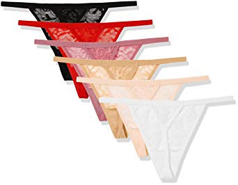 Madeline Kelly Women's 6 Pack All Over Lace String Thong Panty