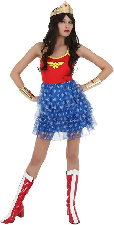 Bioworld Wonder Woman Tiered Cross Back Cami Mini Dress