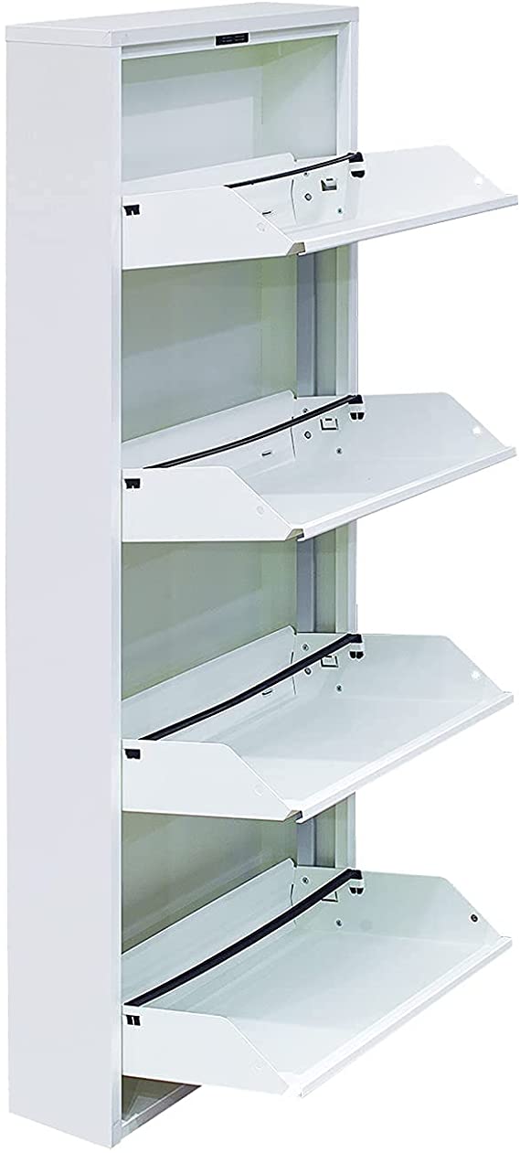 Mabel Home Modern 3 & 4 Drawer Shoe Cabinet, 3-4Tier Shoe Rack Storage Organizer, (White) (3 & 4Tier) (4 Tier)
