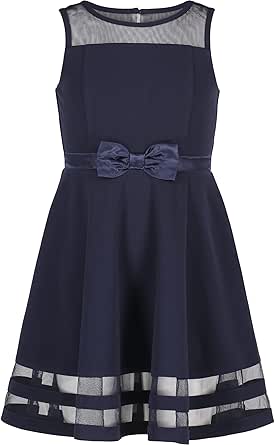 Calvin Klein Girls' Sleeveless Party Dress, Fit and Flare Silhouette, Round Neckline & Back Zip Closure