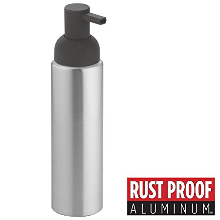 mDesign Rustproof Aluminum Soap Dispenser Pump for Kitchen, Bathroom Vanities, 8.5 oz. - Brushed/Matte Charcoal