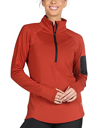 icyZone Women's Workout Yoga Track Jacket 1/2 Zip Long Sleeve Running Shirt