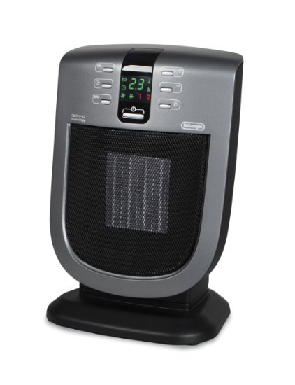 DeLonghi DCH5090ER Safeheat 1500W Digital Ceramic Heater with Remote Control and Eco Energy Setting - Gray/Black