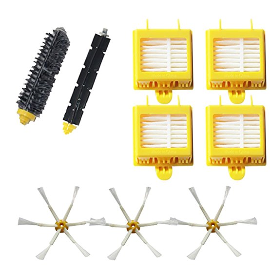 VacuumPal Replacement Parts Kit Including Hepa Filters & Bristle Brush & Flexible Beater & 6-Armed Side Brush for iRobot Roomba 700 Series 760 770 780 790 Vaccum Cleaner Accessories