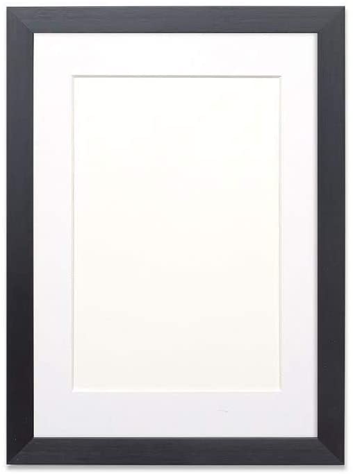 Picture frame/photo frame/poster frame with bespoke Mount - With a High Clarity Styrene Shatterproof Perspex Sheet - Moulding measures 19mm wide and 15mm deep - Black Frame with White Mount- 12"x 10 "for 10'' x8" pictures