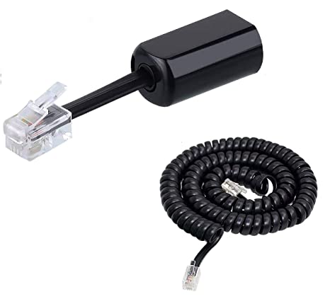 Phone Cord Detangler,ATIVI Black Telephone Handset Cord 10 Ft Uncoiled /1.2 Ft Coiled and Black Extended Rotatable Telephone Phone Cord Detangler Landline Telephone Accessory