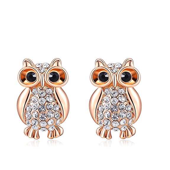joyliveCY Women Charm Jewerly Rose Gold Plated Stud Special Cute Owl Earrings