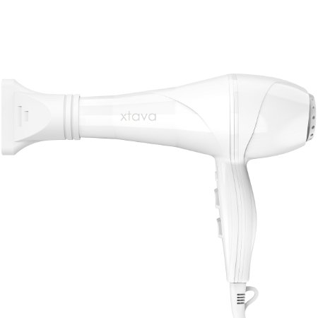 xtava Allure 2200W Professional Ionic Ceramic Hair Dryer - Bring the Salon to Your Home with This Powerful and Precise Blow Dryer - 2 Speeds - 3 Heat Settings (White)