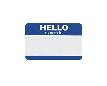 Saurus Hello My Name Is Stickers, 200 Per Pack, 100 Sheets, Blue, 2 Labels Per Sheet
