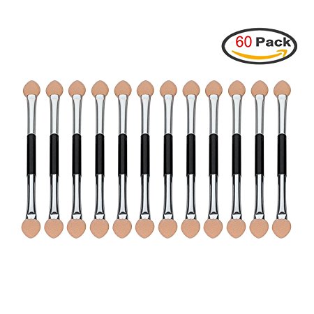 Anleolife Eyeshadow Applicators Bulk Sanitary Eye Shadow Sponges Brush Solid Foam Disposable 60pcs Tiny Paint Brushes (dual sided)