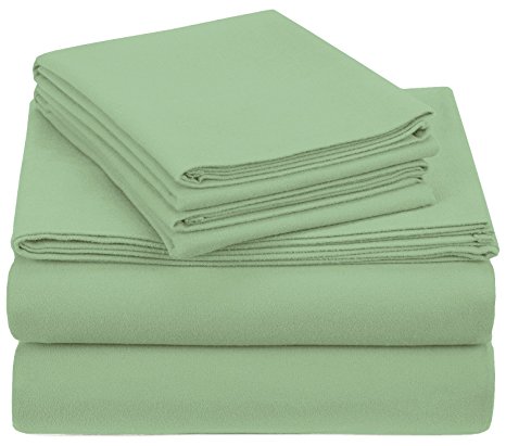 100% Cotton Flannel Sheet Set - Extra Soft Heavyweight - Double Brushed Flannel - Deep Pocket Aspen Green