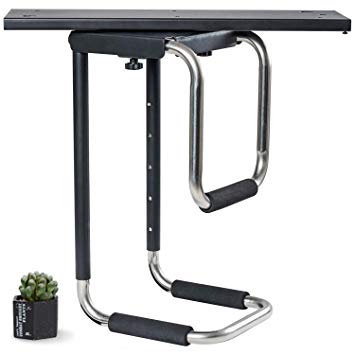 Adjustable Under Desk Computer Mount - EleTab PC Mount Heavy Duty Computer Case Holder with Pullout Slide Track and 360° Swivel Supports up to 66lbs