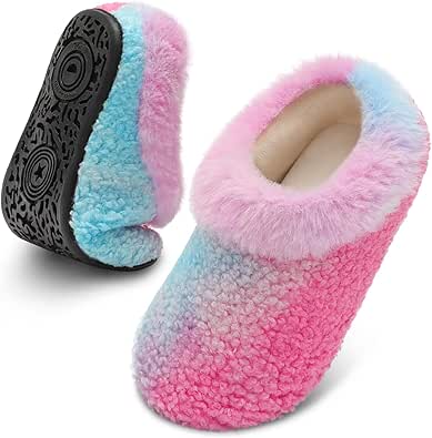 FEETCITY Toddler Slippers for Girls Boys Toddler Slip On Shoes Kids House Shoes Infant Barefoot Shoes Lightweight Warm Walking Shoes for Indoor