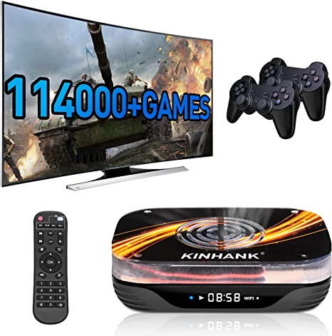 Kinhank Super Console X3 Plus Retro Video Game Consoles Built-in 114000  Games, Android TV 9.0/CoreELEC/Emuelec 4.5 Game System in 1, S905X3 Chip, 8K UHD Output,2.4G/5G BT 4.0, USB 3.0