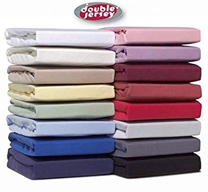 Fitted sheet luxury Double Jersey – Finest 100% Egyptian cotton Small Double bed sheets – Super Soft, Non Iron & Wrinkle Resistant with Extra Deep corners 12”/30 cm - 120 x 200 Small Double - DEEP RASPBERRY