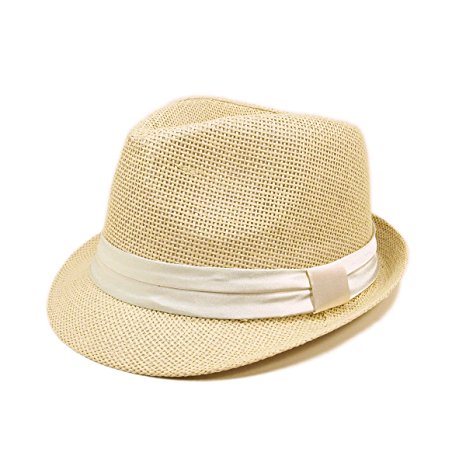 TrendsBlue Classic Natural Fedora Straw Hat - Different Color Band Available