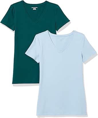 Amazon Essentials Women's 2-Pack Classic-Fit Short-Sleeve V-Neck T-Shirt