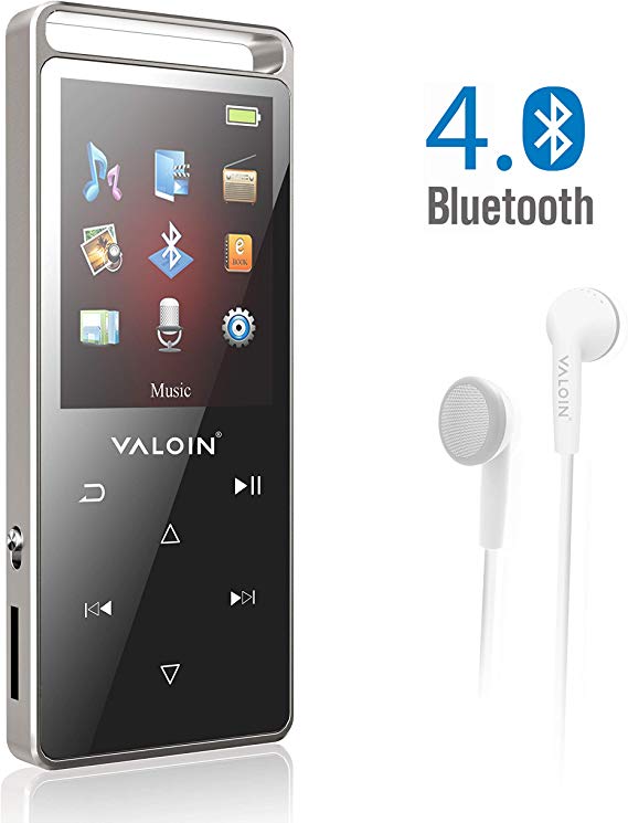 Valoin Digital MP3 Player with Bluetooth 4.0,Lossless Sound Music Player with Touch Button Pedometer Function for Walking Running
