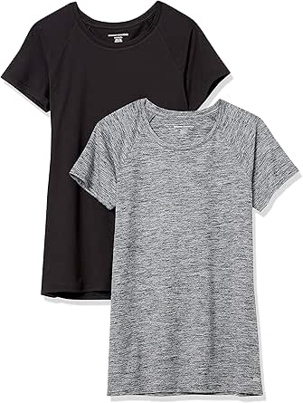 Amazon Essentials Women's Tech Stretch Cap-Sleeve T-Shirt, Pack of 2