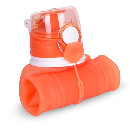 ZOADLE Collapsible Water Bottles - 1 Litre (35fl oz), BPA Free, FDA Approved, Leak Proof, Wide Mouth, Flip top, Portable and Reusable Silicone Water Bottles, for Travel, Sports and Outdoors