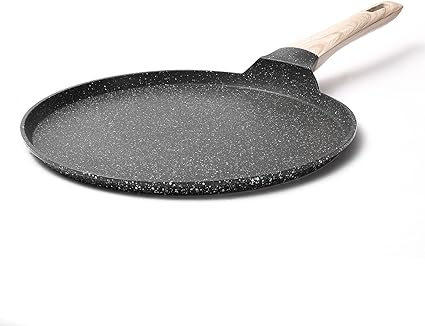 CAROTE Crepe Pan and Pancake Pan, Non Stick Skillet Granite Cookware, Breakfast Non-Stick Griddle Pan Flat Pan for Stove Top, Induction Safe, PFOA Free, 28cm (Classic Granite)